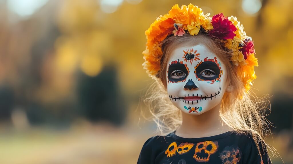 dia de los muertos fête des morts au Mexique, enfant maquillé