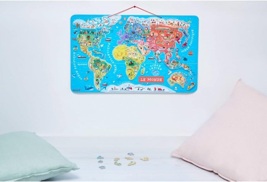 carte du monde puzzle magnétique